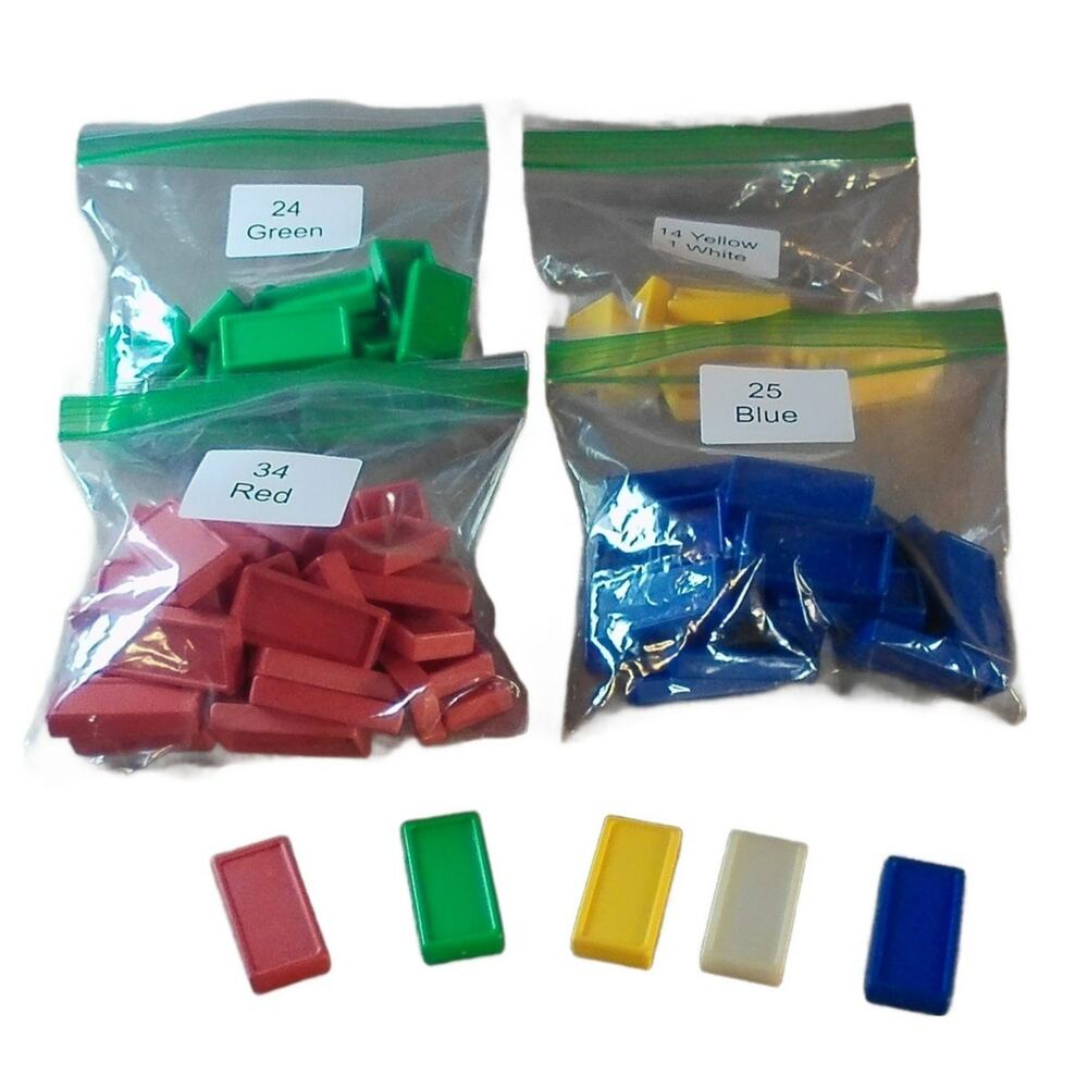 Domino Rally Replacement Dominos Lot of 98-Red, Green, Blue, Yellow
